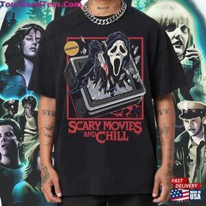 Ghost Face Shirt Adult Large Black Scary Movie Horror Slasher Scream Killer